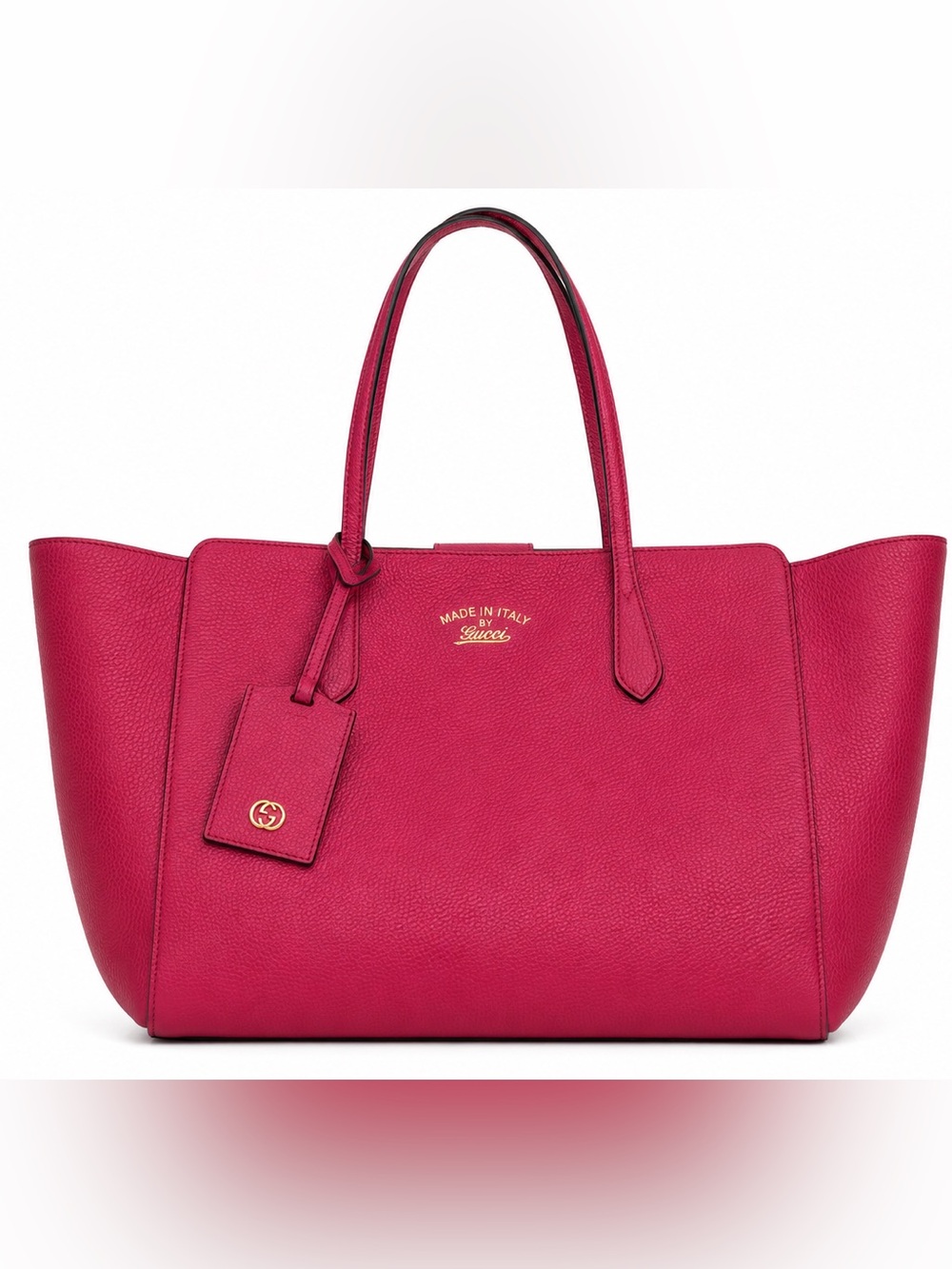 Gucci Fuchsia Pebbled Leather Tote with Gold Logo